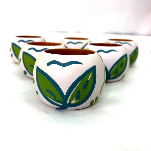 Wood Round Lacquer Napkin Rings Multicolor Floral Cream Set of‎ 6 Pastel Easter - Picture 4 of 9